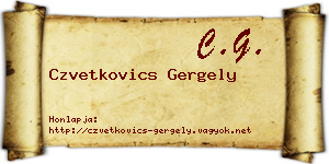 Czvetkovics Gergely névjegykártya